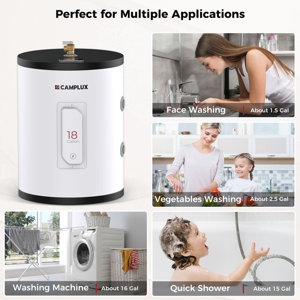 CAMPLUX 18 Gallons Tank Water Heater Electric Instant Hot Water Supply System RV