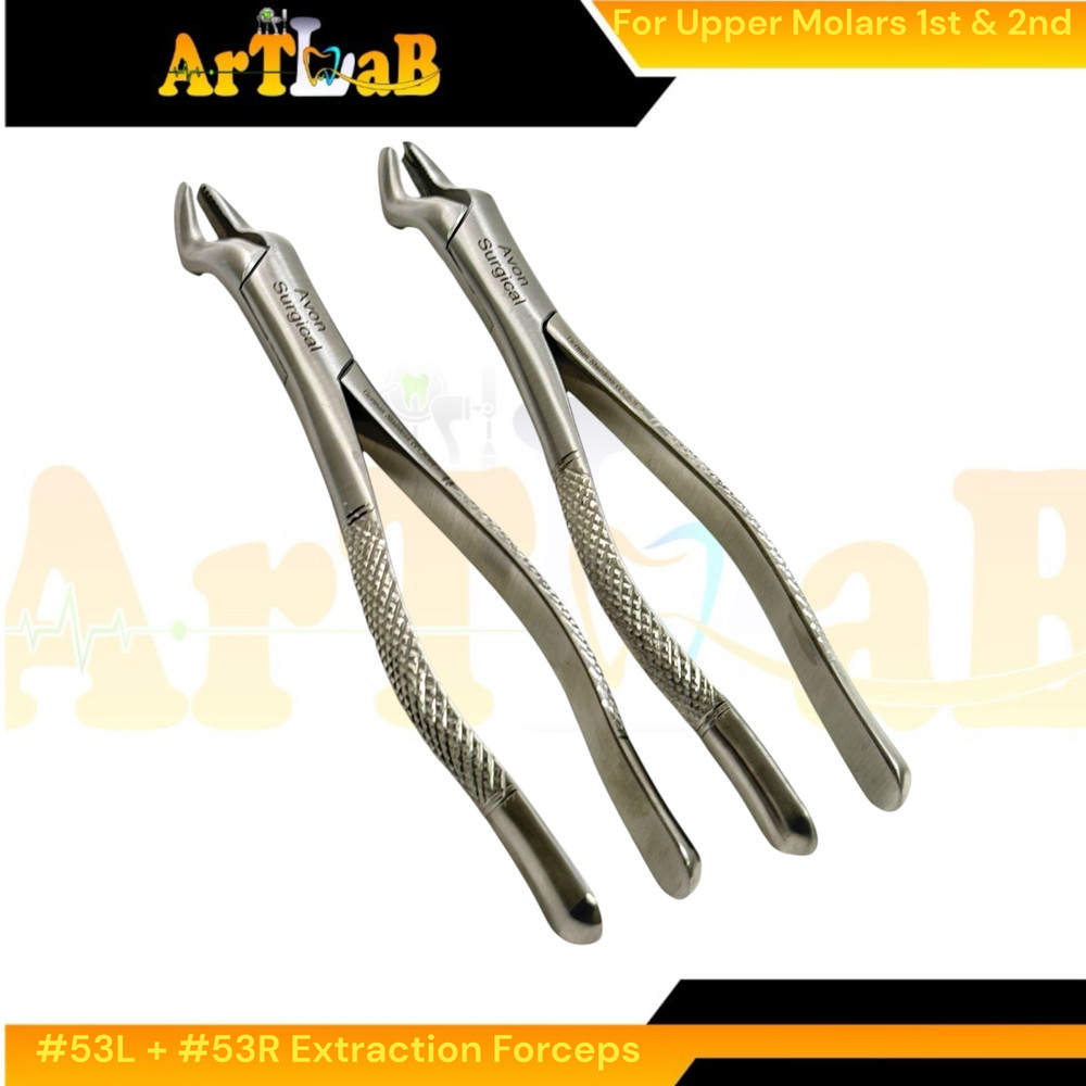 2PK - Molar Extraction Forceps #53L & 53R - Upper Left & Right - Serrated
