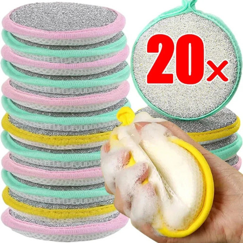 Double-Sided Scouring Pads Dish Pan Washing Sponge Kitchen Cleaning Tool