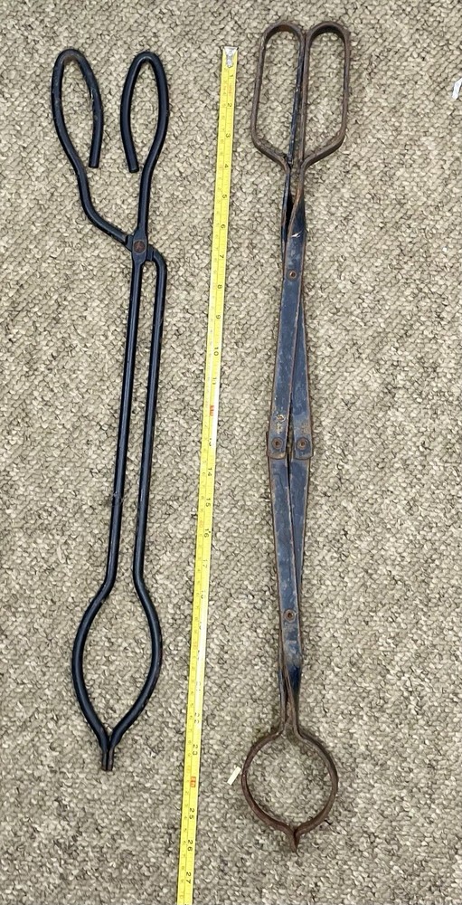 Vintage Hand Forged Fireplace Tool Set (Stand & 4 Tools)