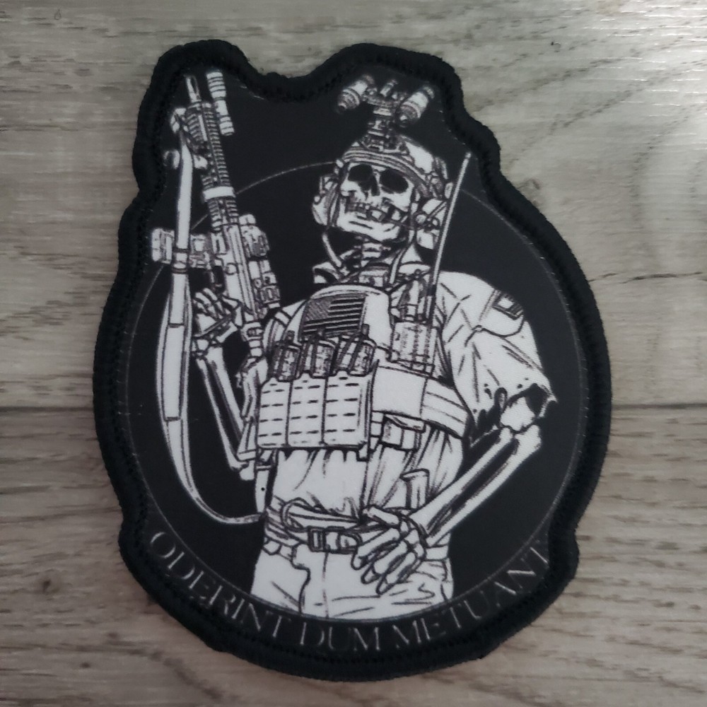 SKELETON WARRIOR Sarcastic Fun Tactical Morale Patch Hook and Loop