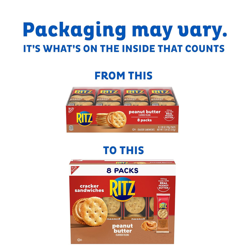 Peanut Butter Sandwich Crackers, 48 Snack Packs 6 Boxes, 6 Crackers per Pack