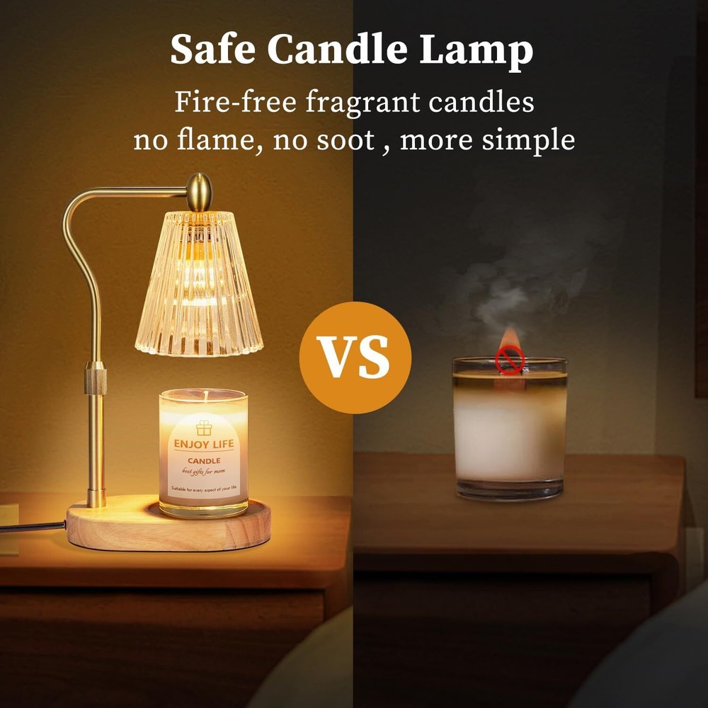 Hearth Lamp with Timer Dimmer, Height Adjustable, Vintage Home Decoration