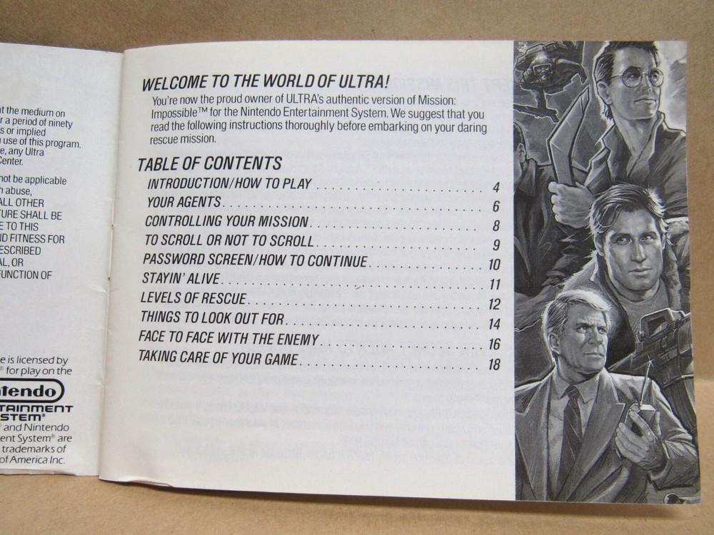 MISSION: IMPOSSIBLE Instruction Manual - No Game NES Nintendo