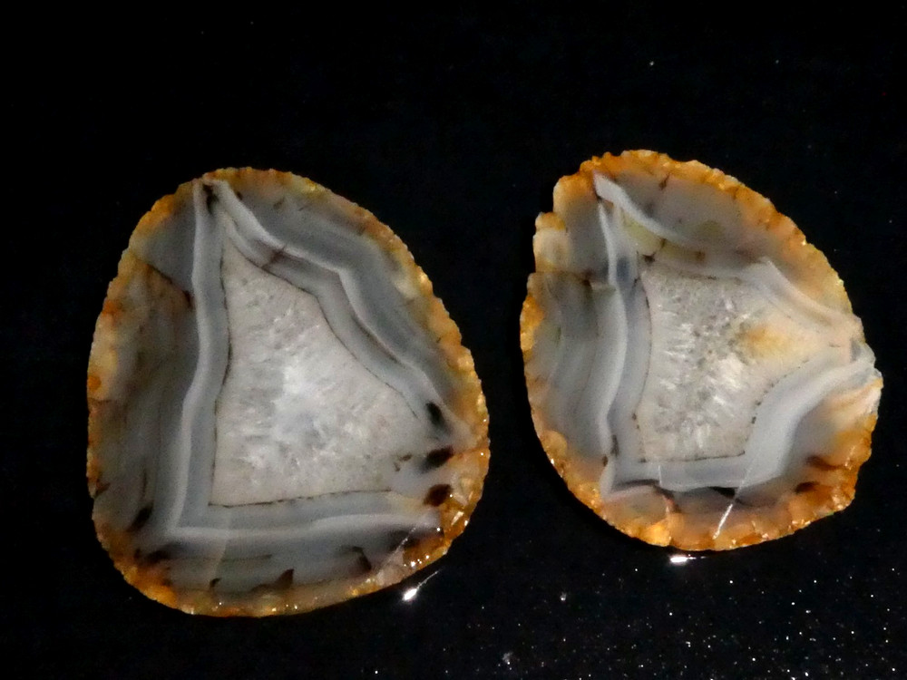 Montana Agate 2 slabs-- rough-cabbing-display