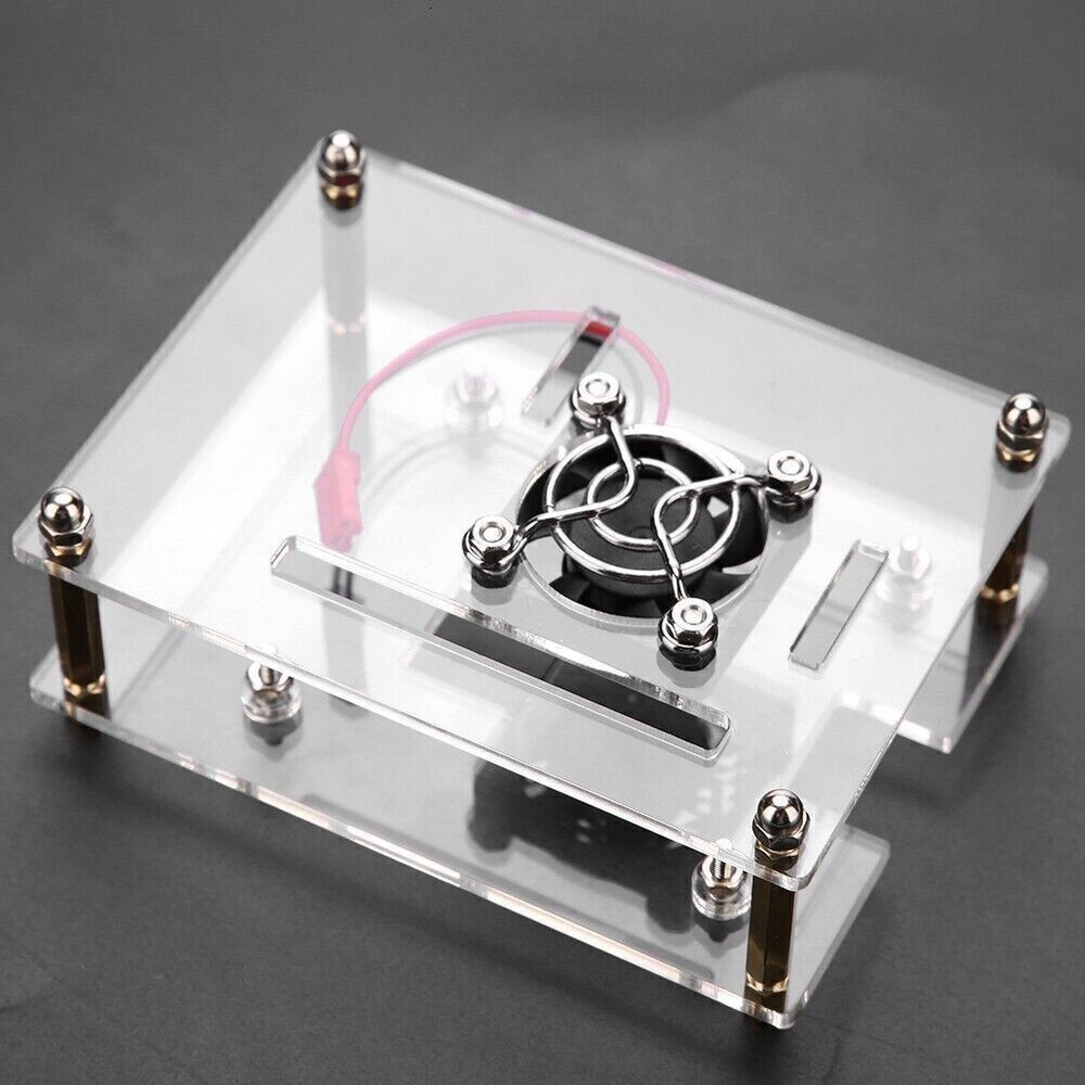 Acrylic PMMA Enclosure Box Protective Case Cooling Fan for Raspberry Pi 2 3