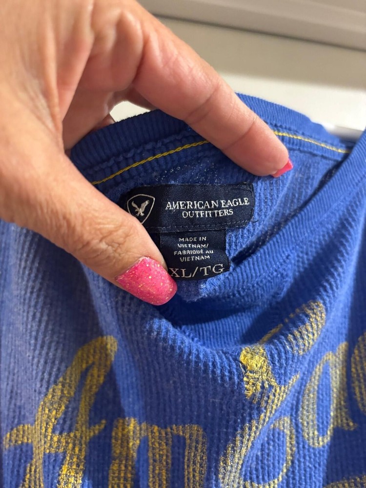 American Eagle Bleached Sweatshirt XL Blue Oversized Reworked