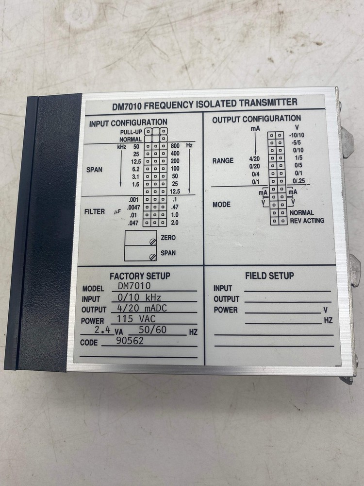 Wilkerson DM7010 Frequency Input Field Rangeable Isolated Transmitter (New)