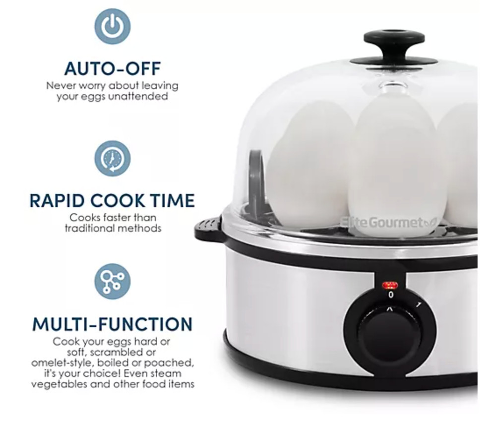 Elite Gourmet Platinum Stainless Steel Automatic Egg Cooker
