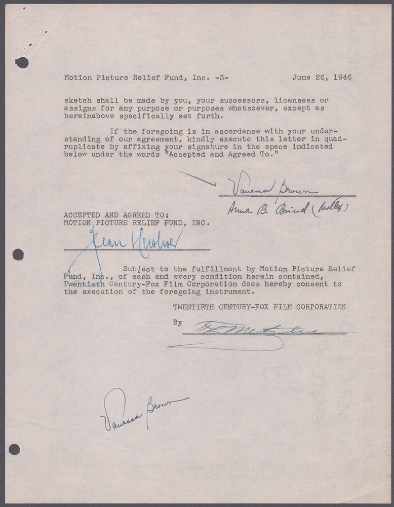VANESSA BROWN - DOCUMENT DOUBLE SIGNED 06/26/1947