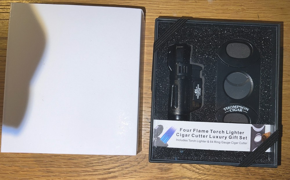 Gift Set-4 Flame Torch Lighter + Guillotine 64 Ring Guage Cigar Cutter