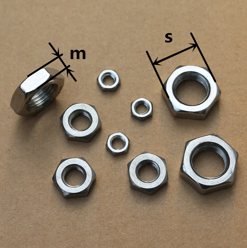 304 Stainless Steel Select Size M4 M7-M20 Thin Hex Nuts Right Hand Fine Thread