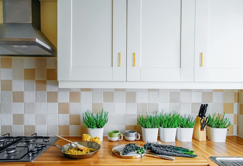 5 Pack Solid 3 Inch Square Cabinet Handles - Brushed Brass Drawer Pulls - Kit...