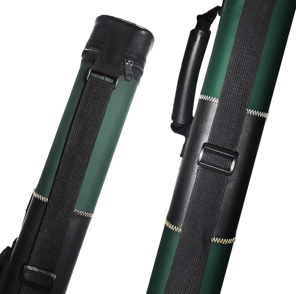 Waterproof 2x2 Billiard Cue Carry Case with Adjustable Shoulder Strap