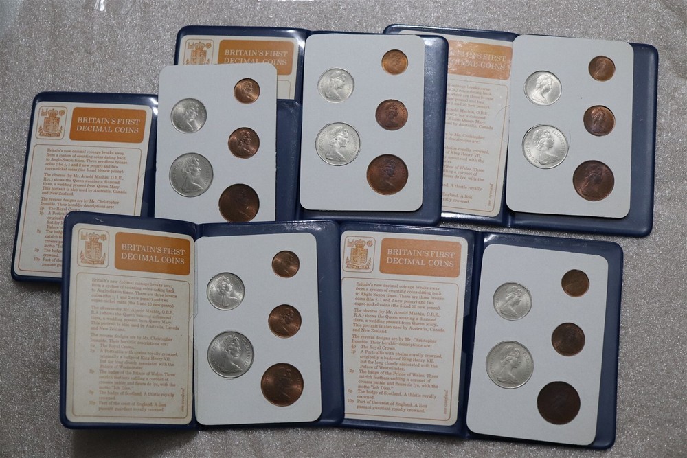 🧭 🇬🇧 UK GB FIRST DECIMAL SETS - 5 WALLETS B59 #106 BXQU