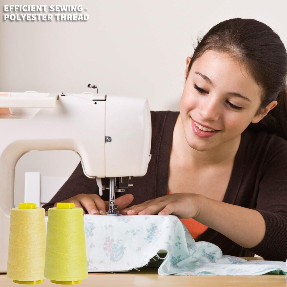 All-Purpose Polyester Sewing Thread - 4-Pack 12000 Yards Total - Yellow Threa...