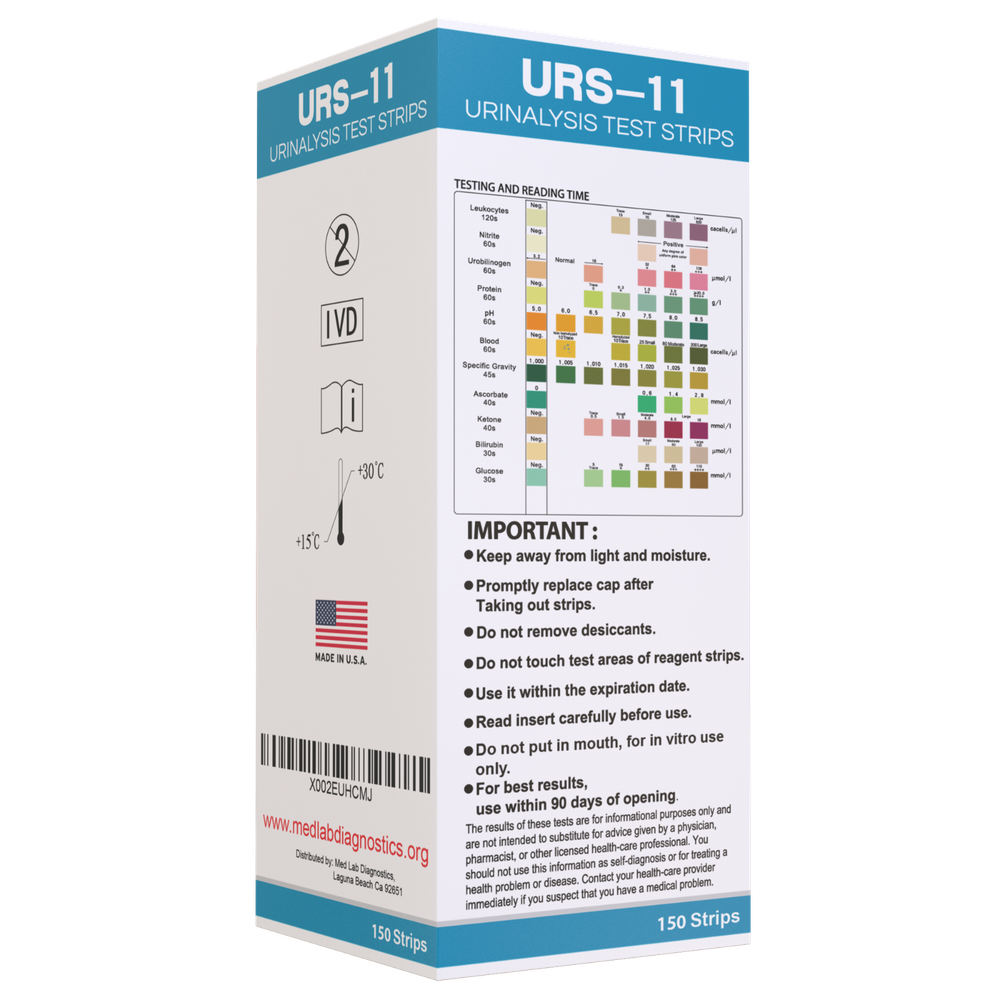 Urine Test Strips for Urinalysis 11 Parameters. 150 Cnt Urinalysis Test Strips