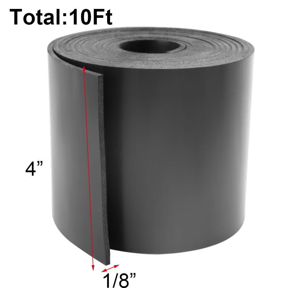 Neoprene Rubber Strips 4" W x 1/8" T x 10' L, Solid Rubber Sheets, Rolls & St...