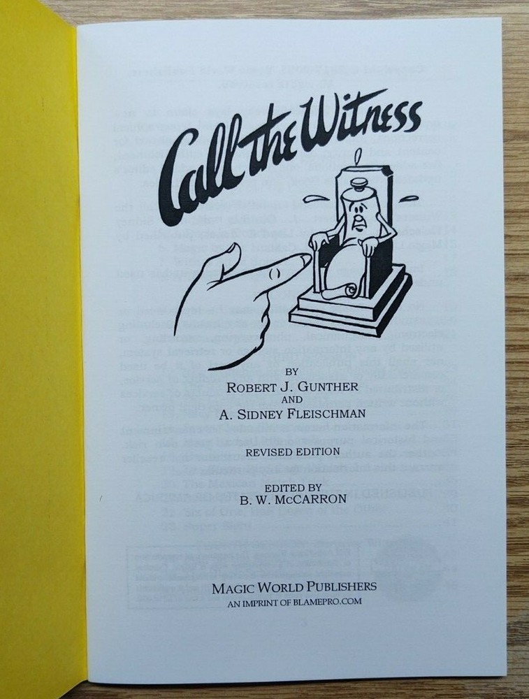 Call the Witness by Bob Gunther & Sid Fleischman