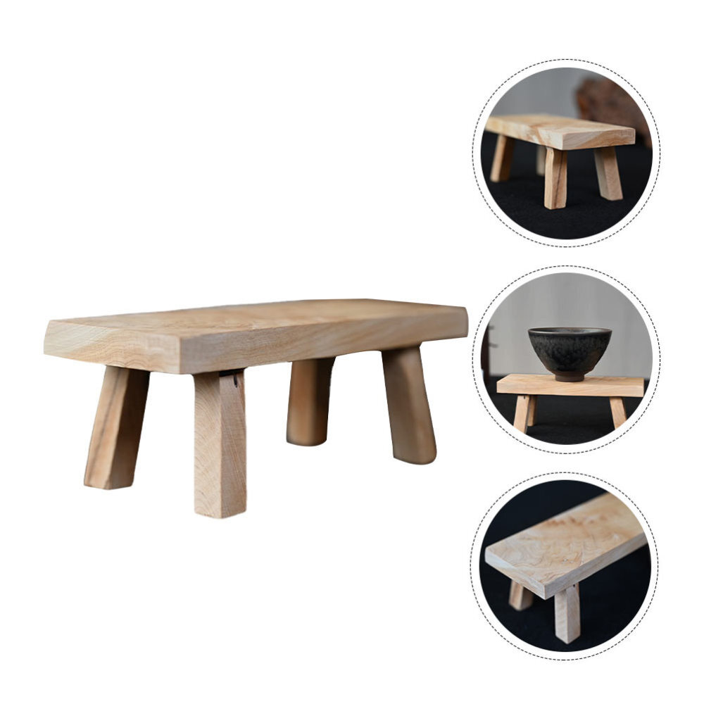 Wooden Handcrafts Display Base Decorative Desktop Home Miniature Chairs Stool