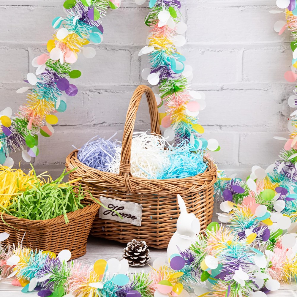 Gloreyan 33FT Easter Tinsel Garland Easter-33FT(Style C), Multicolored