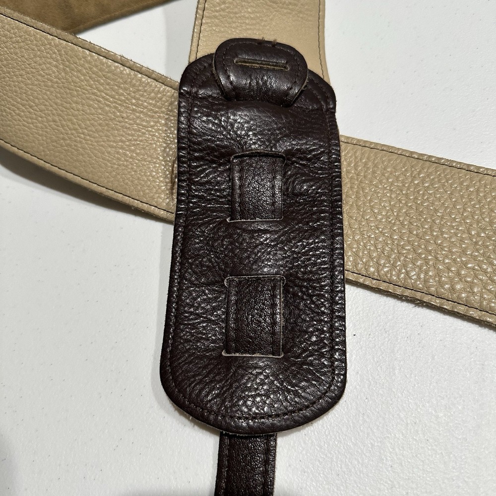 Franklin Light Brown Leather Guitar Strap 55" Padded Adjustable Suede Lined 2.5"