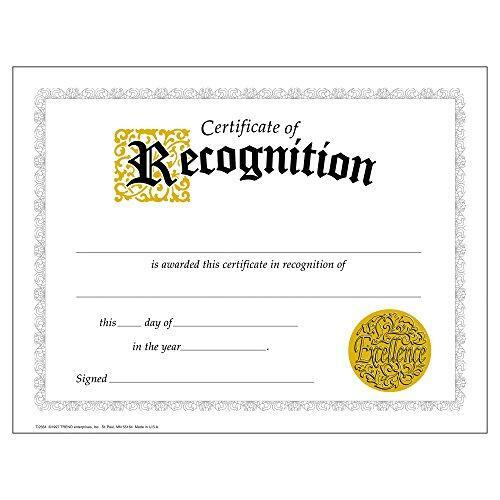 Certificate of Recognition (Large) - 30 pack