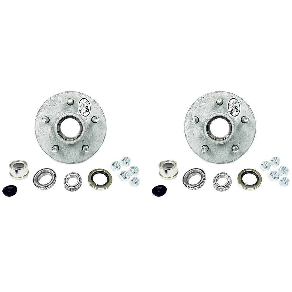 2-Pack Galvanized Trailer Wheel Hub Kit 5 on 4.5" for 3,500 lbs.  Axle