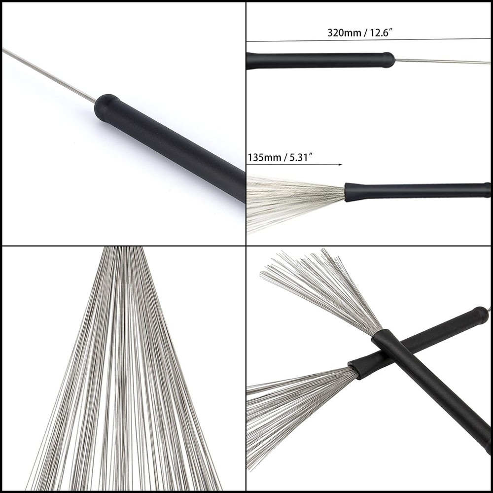 1Pair Drum Wire Brushes Drum Sticks Percussion Retractable Brush Stick for Cajon