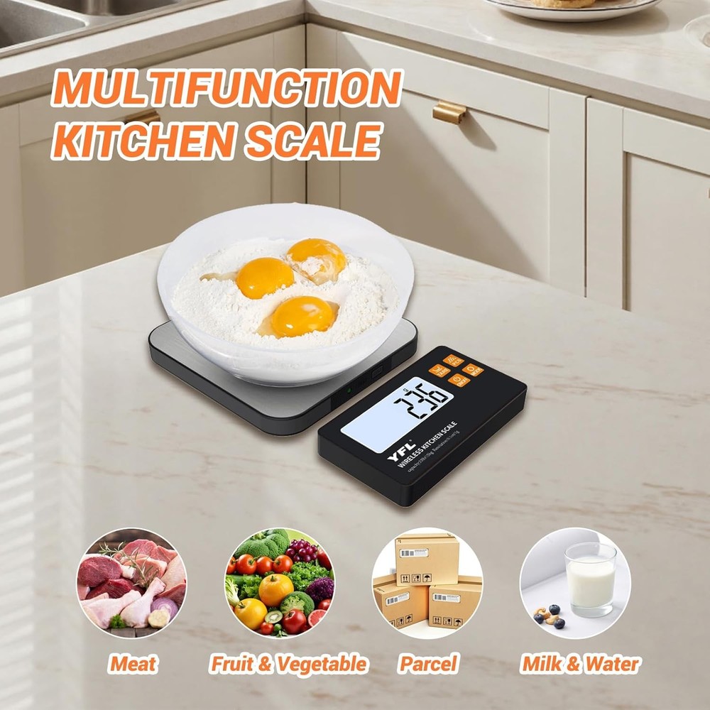 Wireless Kitchen Scale W/ Detachable Remote Display 33lb High Precision Digital