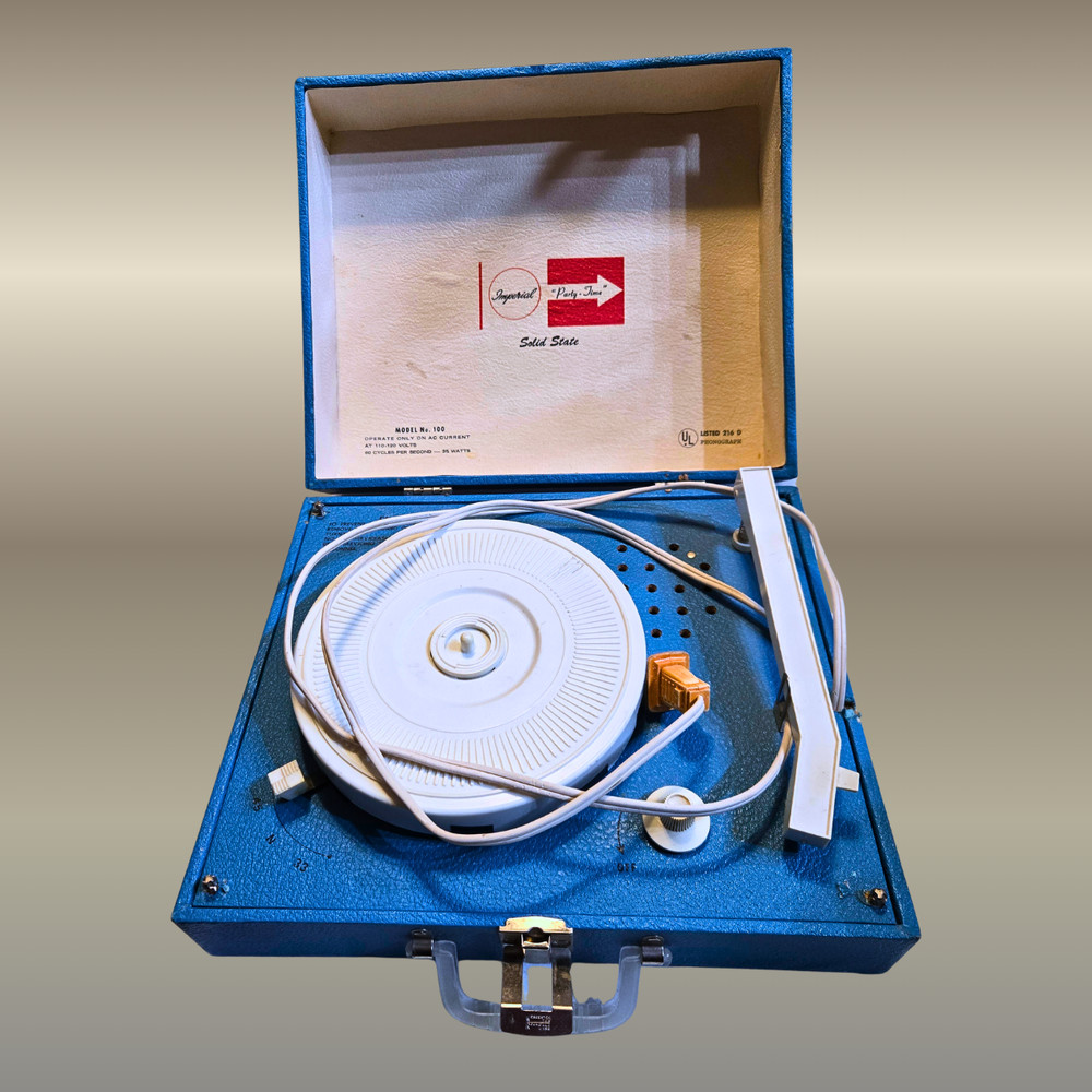 Vintage Sky Blue Imperial Party Time Solid State Small Record Player