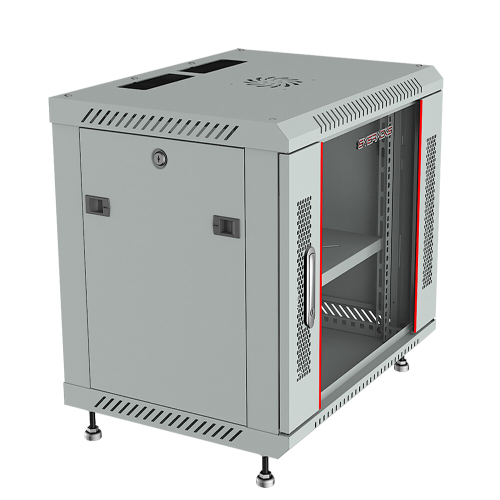 9U Wall Mount Server Rack Network Cabinet Data AV 24-inch Depth Locking GREY