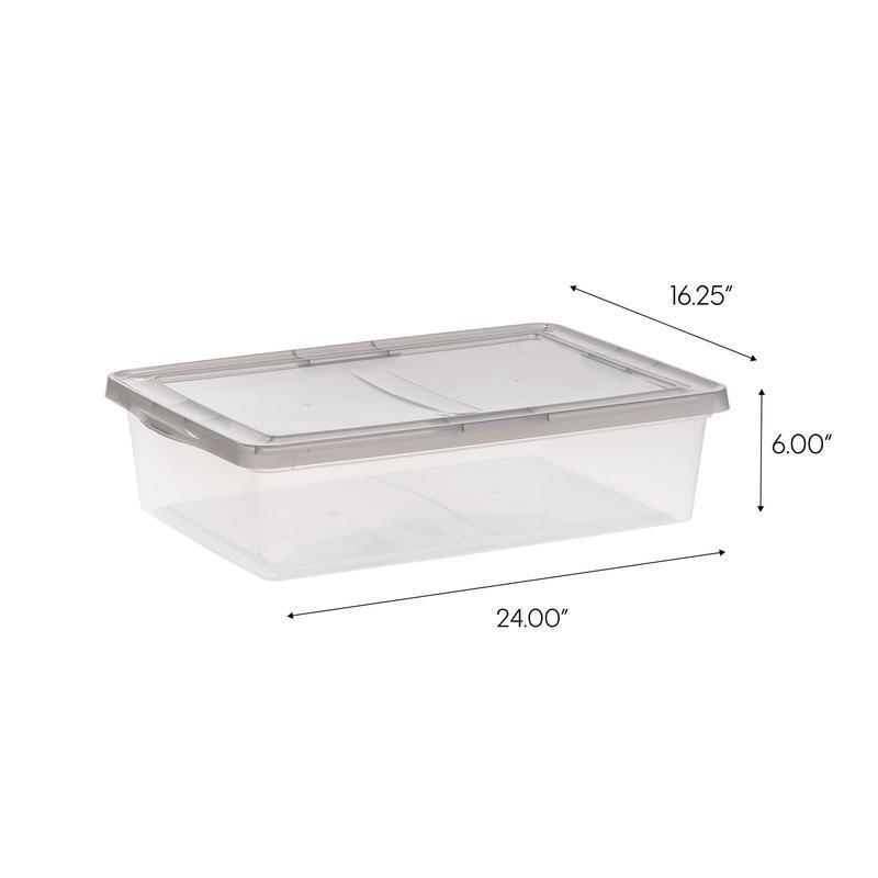 28 Qt. Plastic Underbed Storage Bins with Lids Clear Stackable Totes Box 6 Pack