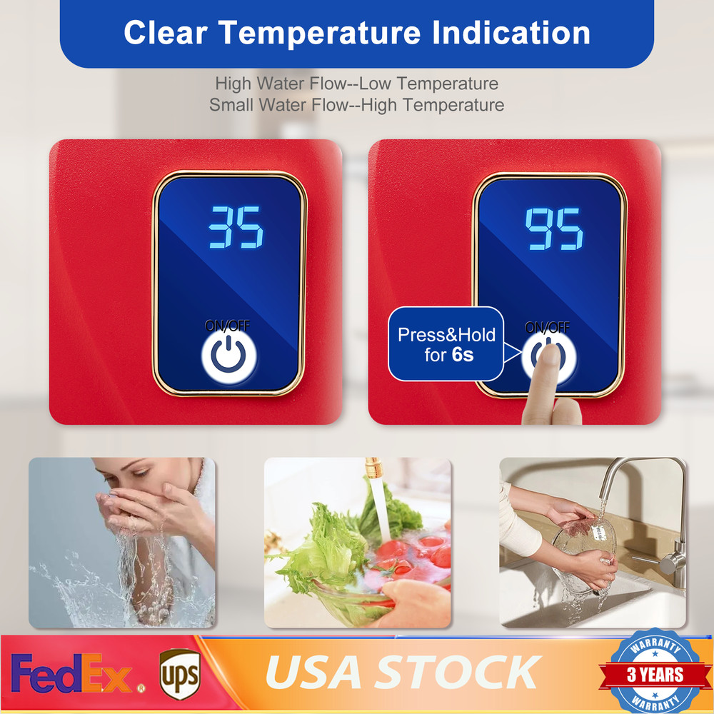 110V Instant Electric Tankless Hot Water Heater Shower Kitchen Bathroom Portable