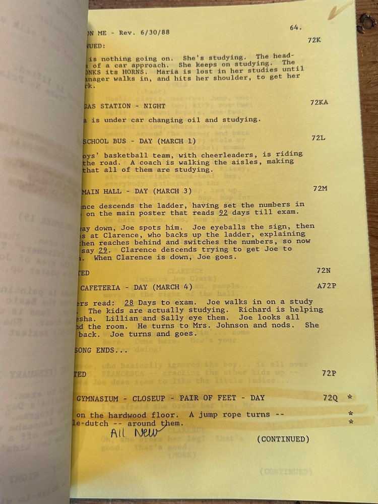 LEAN ON ME MOVIE ORIGINAL SCREENPLAY SCRIPT MORGAN FREEMAN