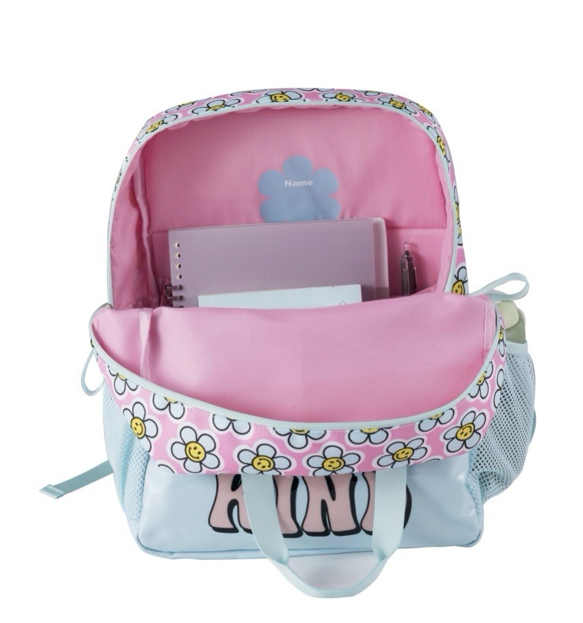 Be Kind 2 Piece Set Smiling Daisies Turquoise Backpack w/ Lunchpack NWT
