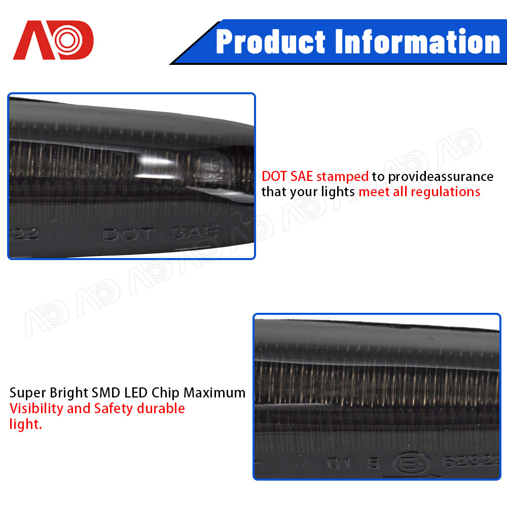 Sequential LED Side Marker Lights Smoked For BMW E60 E61 E82 E88 E90 E91 E92 E93