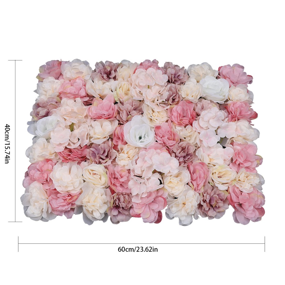 12pcs Artificial Flower Wall Panel SPlastic Wedding Backdrop Decor 16''x24''