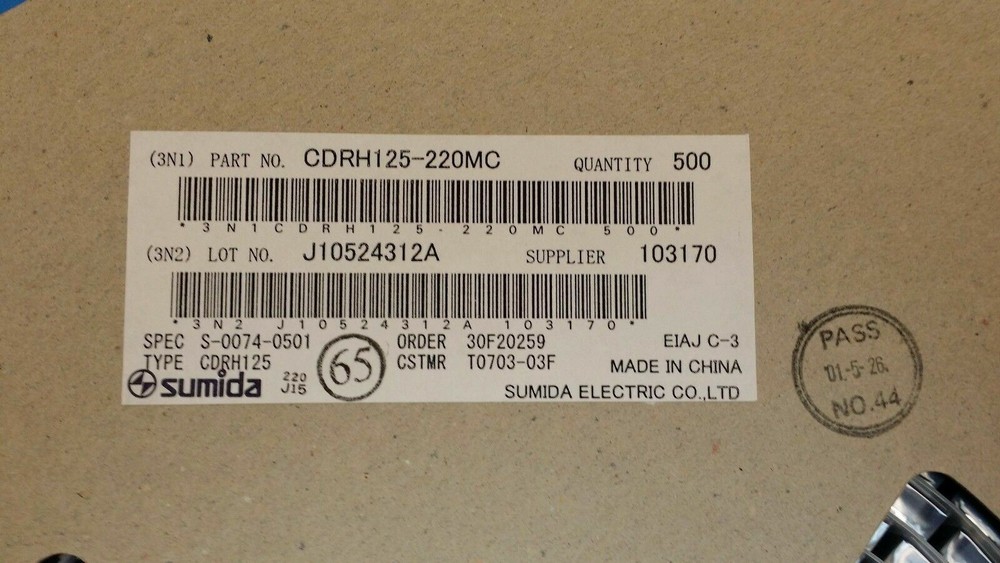 (5PCS) CDRH125-220MC FIXED IND 22UH 2.8A 36 MOHM SMD