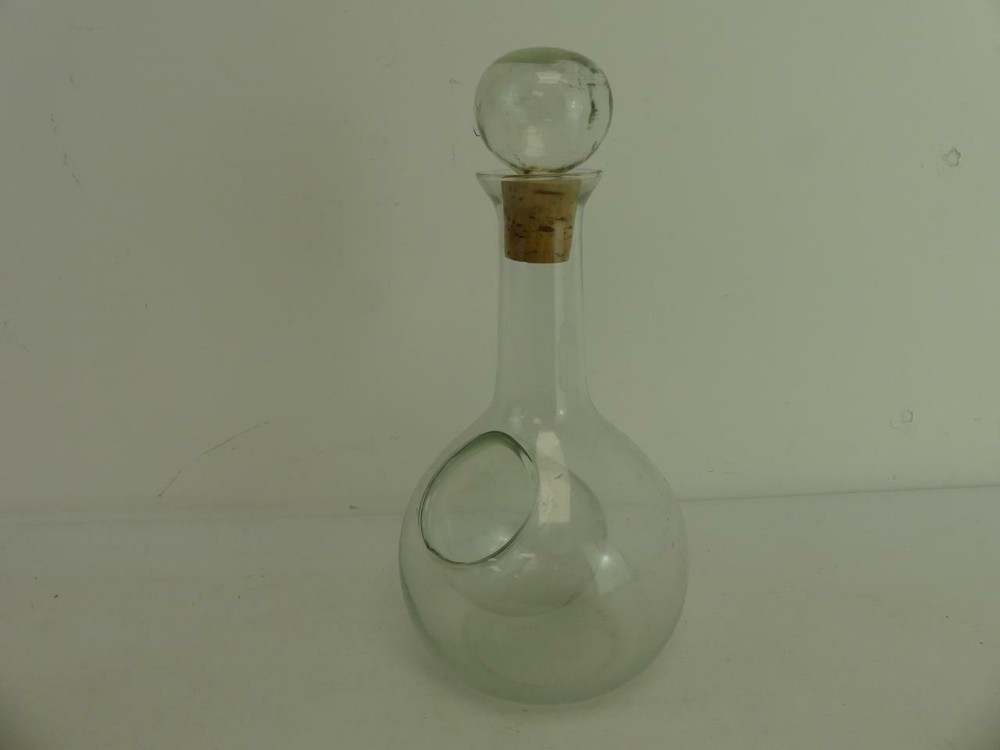 (ref288AG) Unusual Flask within flask Antique Glass