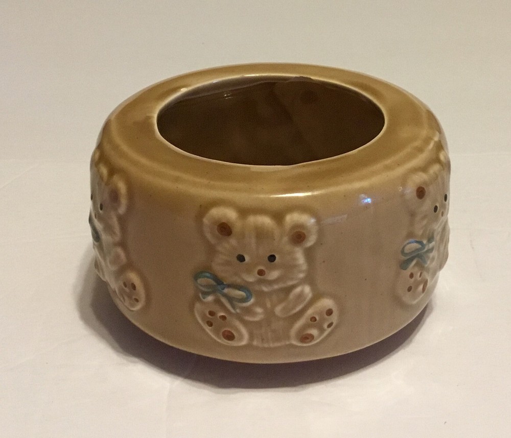 Vintage Dish Planter Brown Bears 4” Diameter Taiwan