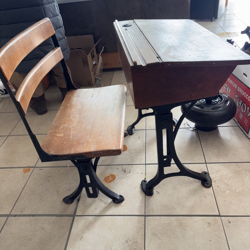 antique school desk