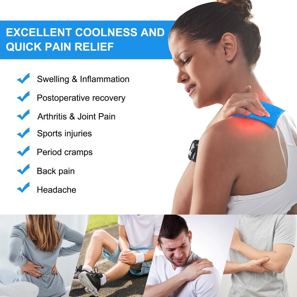 Gel Soft Flexible Ice Packs for Injuries, Reusable Cold Pack, Hot Cold Compre...