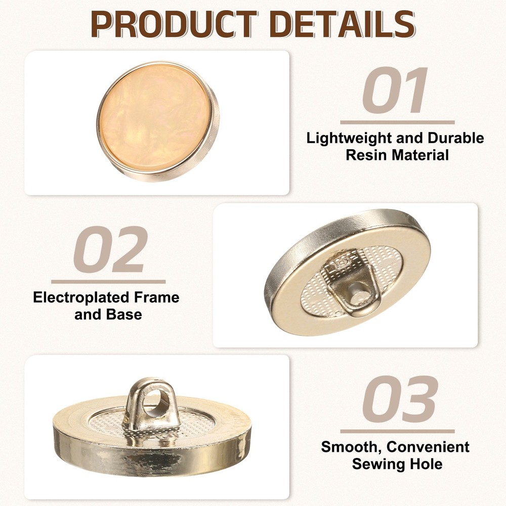 5Pcs Round Button, 23mm/0.9" Resin Decorative Pattern Button, Beige