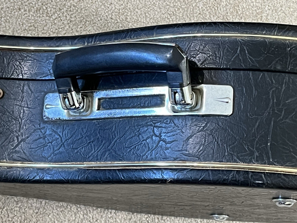 Vintage Black Leather Hard 5-String Banjo Case with Carry Handle