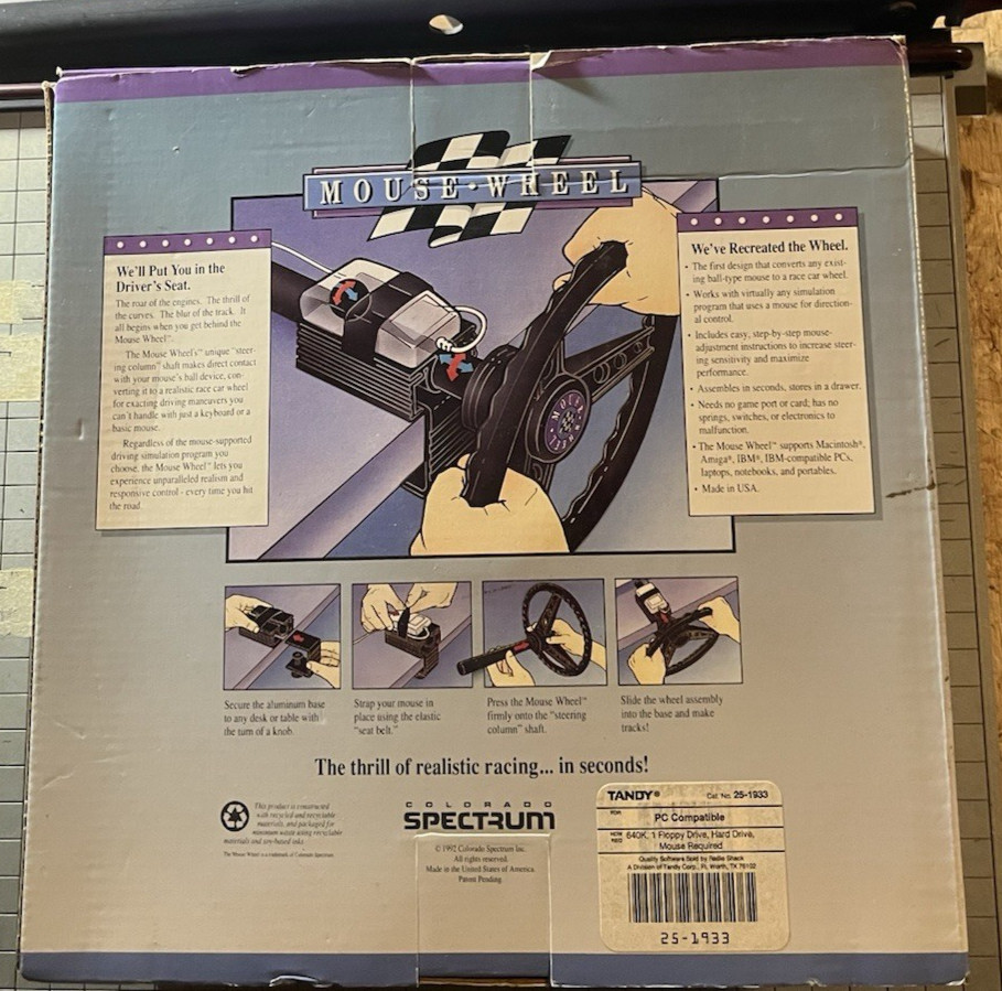 PC Mouse Steering Wheel Clip‑On Racing Accessory with original Box