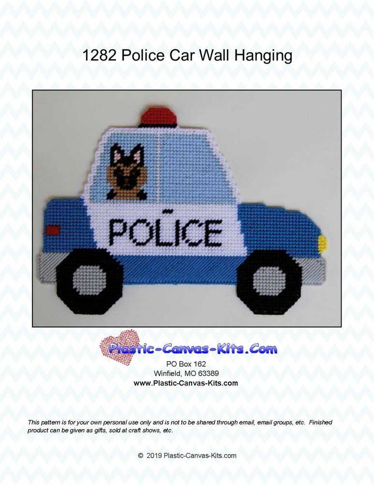 Police Car Wall Hanging-Plastic Canvas Pattern or Kit