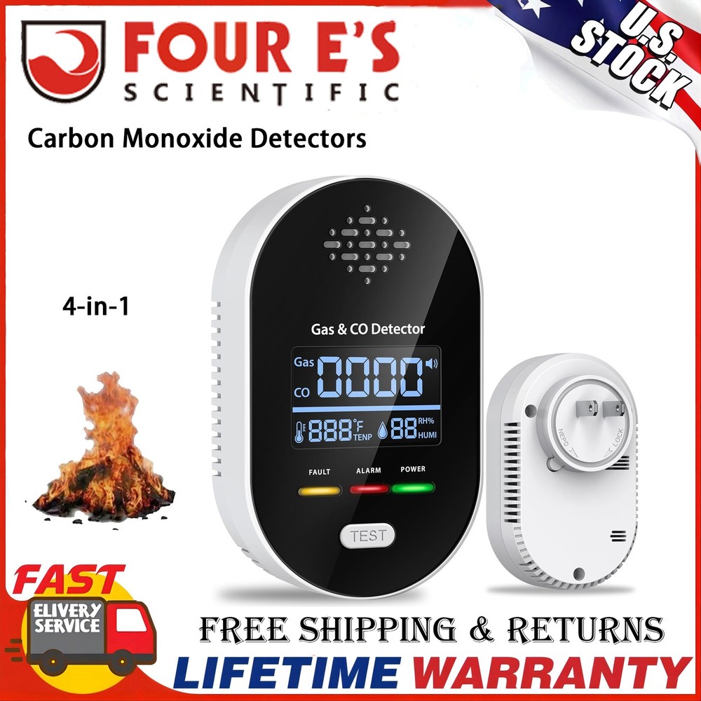 Carbon Monoxide Detectors Warning Alarm Sensor Plug in (Temperature & Humidity)