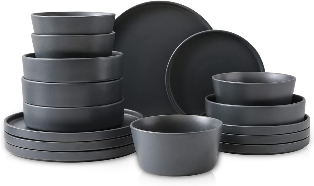 Celina Modern Stoneware 16-Piece Dinnerware Set Cereal & Dinner Bowls Dinner