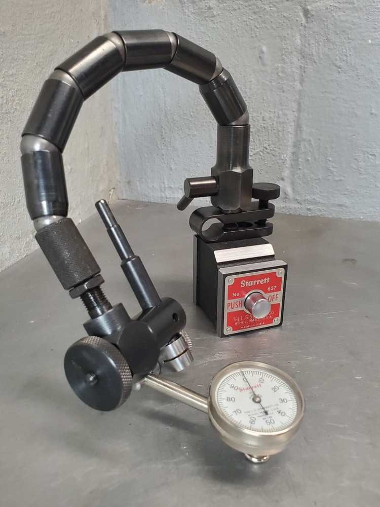 Starrett No. 657TW magnetic base w/ Flex-O-Post + 196 dial indicator set - 657